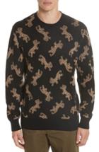 Men's Ovadia & Sons Leopard Jacquard Sweater - Black