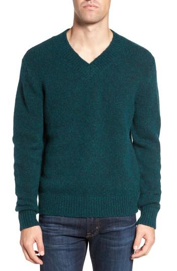 Men's Bonobos Fuzzy Deep V-neck Wool Blend Sweater - Blue