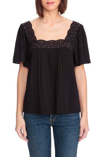 Women's Sezane Bea Scalloped Top Us / 34 Fr - Black