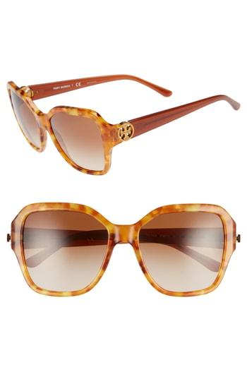 Women's Tory Burch Reva 56mm Square Sunglasses - Amber Gradient