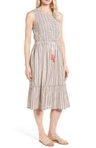 Women's Caslon Smocked Stripe Midi Dress - Ivory
