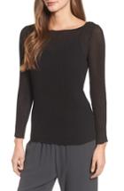 Women's Eileen Fisher Ribbed Top, Size - Black