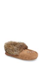 Women's Manitobah Mukluks 'kanada' Genuine Rabbit Fur & Suede Moccasin Slipper M - Brown