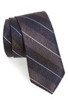 Men's Calibrate Stripe Silk Tie, Size - Brown