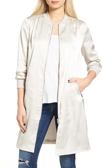 Women's J.o.a. Longline Satin Bomber Jacket