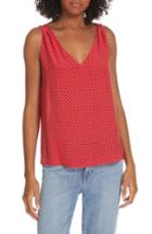 Women's Rebecca Taylor Polka Dot Sleeveless Silk Tank Top - Burgundy