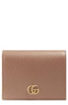 Women's Gucci Marmont Leather Card Case - Beige