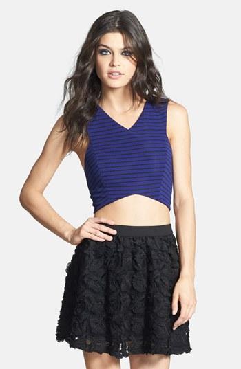 Astr Stripe Angular Crop Tank Cobalt Blue/