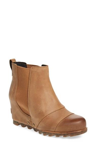 Women's Sorel 'lea' Waterproof Wedge Bootie M - Brown