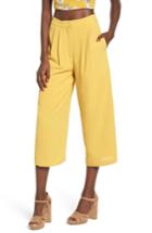 Women's Chriselle X J.o.a. Pleat High Waist Crop Wide Leg Pants - Yellow