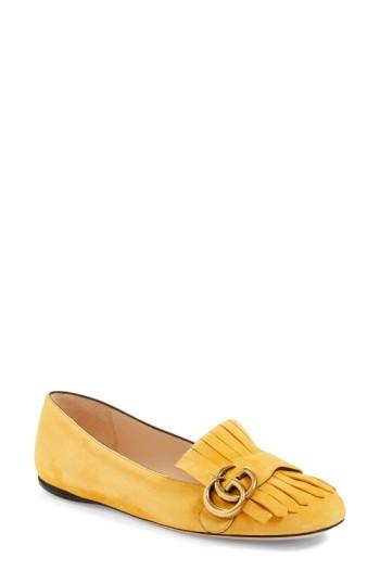Women's Gucci Gg Marmont Fringe Flat .5us / 39.5eu - Yellow