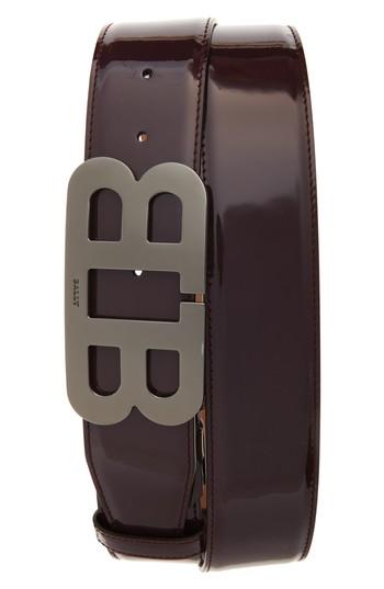 Men's Bally Mirror Buckle Leather Belt, Size - Dark Red