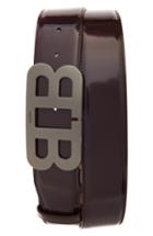 Men's Bally Mirror Buckle Leather Belt, Size - Dark Red