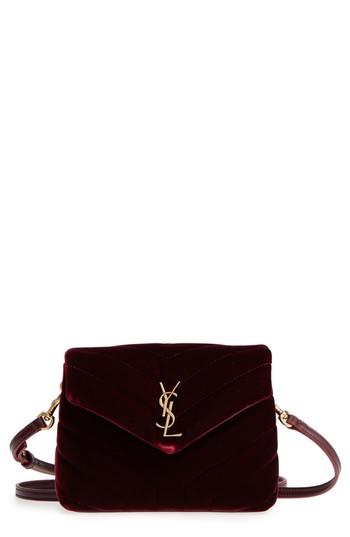 Saint Laurent Toy Lou Lou Velvet Crossbody Bag - Burgundy