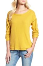 Petite Women's Caslon Crochet Lace Trim Sweatshirt P - Yellow