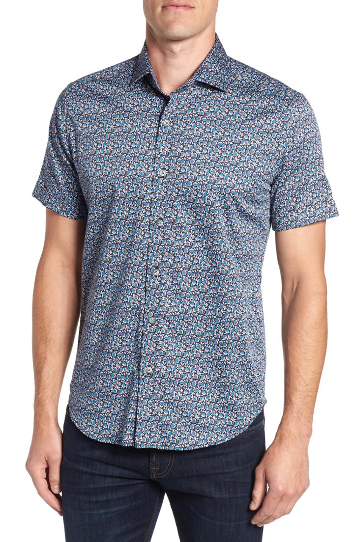 Men's Robert Graham Reiter Tailored Fit Sport Shirt, Size - Blue