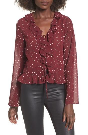 Women's Elodie Star Print Ruffle Lace-up Top