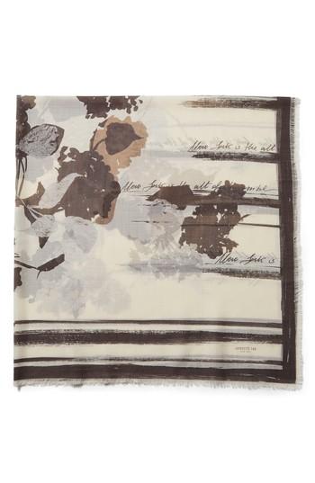 Women's Lafayette 148 New York Print Wool & Silk Scarf, Size - Brown