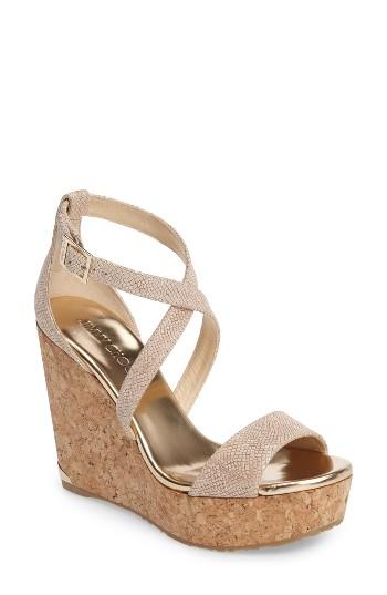Women's Jimmy Choo 'portia' Platform Wedge .5us / 40.5eu - Beige
