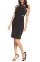 Women's Morgan & Co. Mesh Inset Sheath Dress /2 - Black