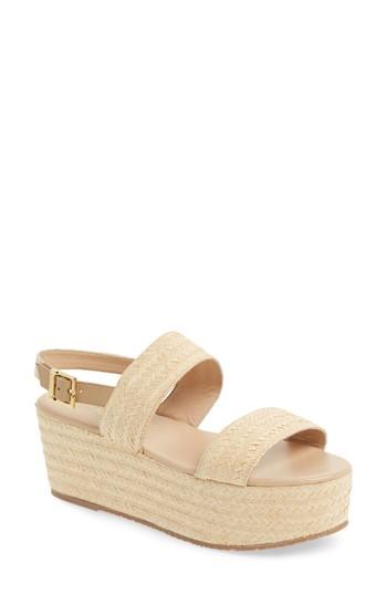 Women's Kaanas Goa Raffia Slingback Platform Sandal M - Beige