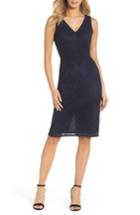 Women's Adrianna Papell Vintage Stripe Lace Sheath Dress - Blue