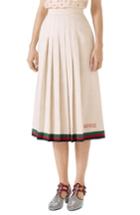 Women's Gucci Pleated Linen & Silk Skirt Us / 48 It - White