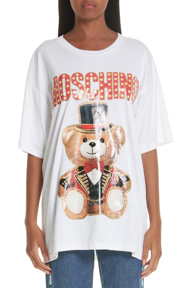 Women's Moschino Circus Teddy Oversize Tee - White