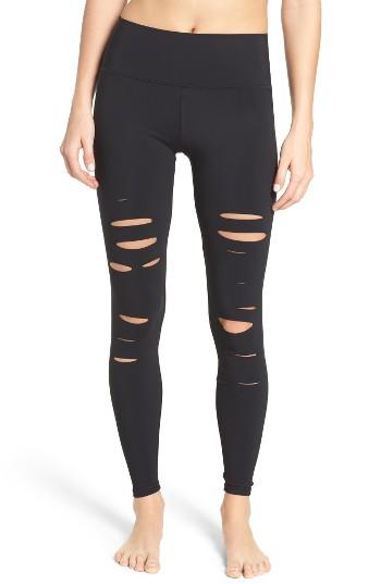 Women's Alo Ripped Airbrush Leggings - Black