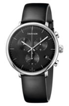 Men's Calvin Klein High Noon Chronograph Leather Strap Watch, 43mm
