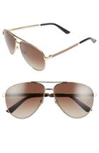 Women's Gucci 61mm Aviator Sunglasses - Gold/ Brown