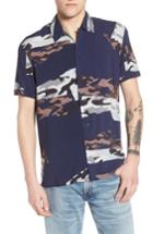 Men's Elevenparis Spatial Print Woven Shirt, Size - Blue