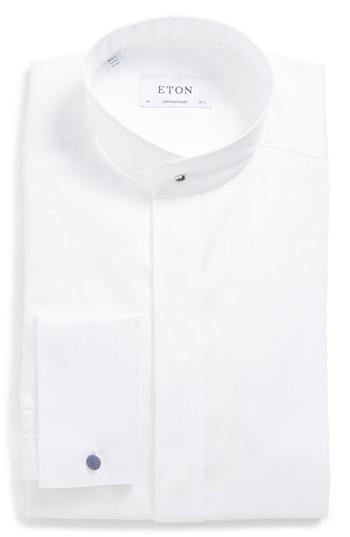 Men's Eton Contemporary Fit Herringbone Tuxedo Shirt - White