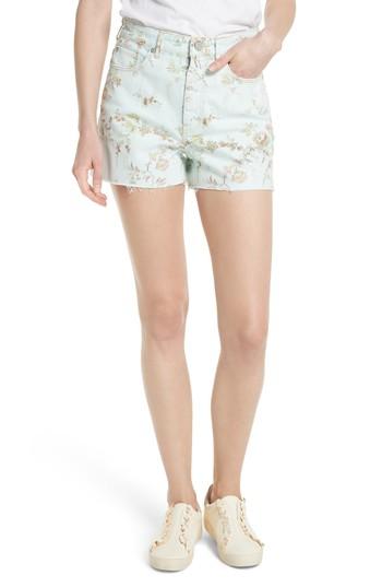 Women's La Vie Rebecca Taylor Floral Cutoff Denim Shorts - Blue