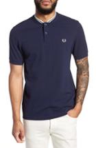 Men's Fred Perry Bomber Collar Pique Shirt - Blue