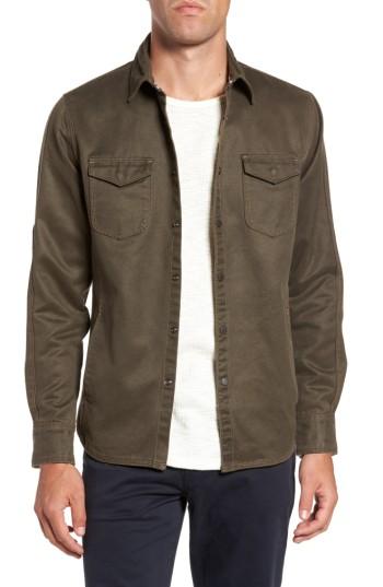 Men's Jeremiah 'colt' Regular Fit Sueded Cotton Blend Shirt Jacket, Size - Green