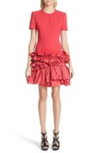 Women's Alexander Mcqueen Ruffle Hem Wool Blend Dress Us / 36 It - Pink