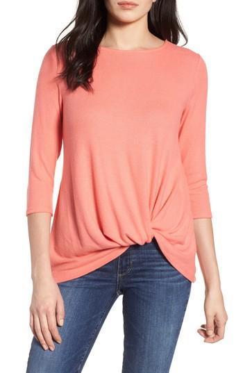 Women's Gibson Twist Front Cozy Fleece Pullover - Coral