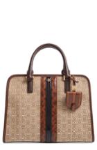 Tory Burch Gemini Link Jacquard Snake Satchel With Genuine Snakeskin Trim - Brown