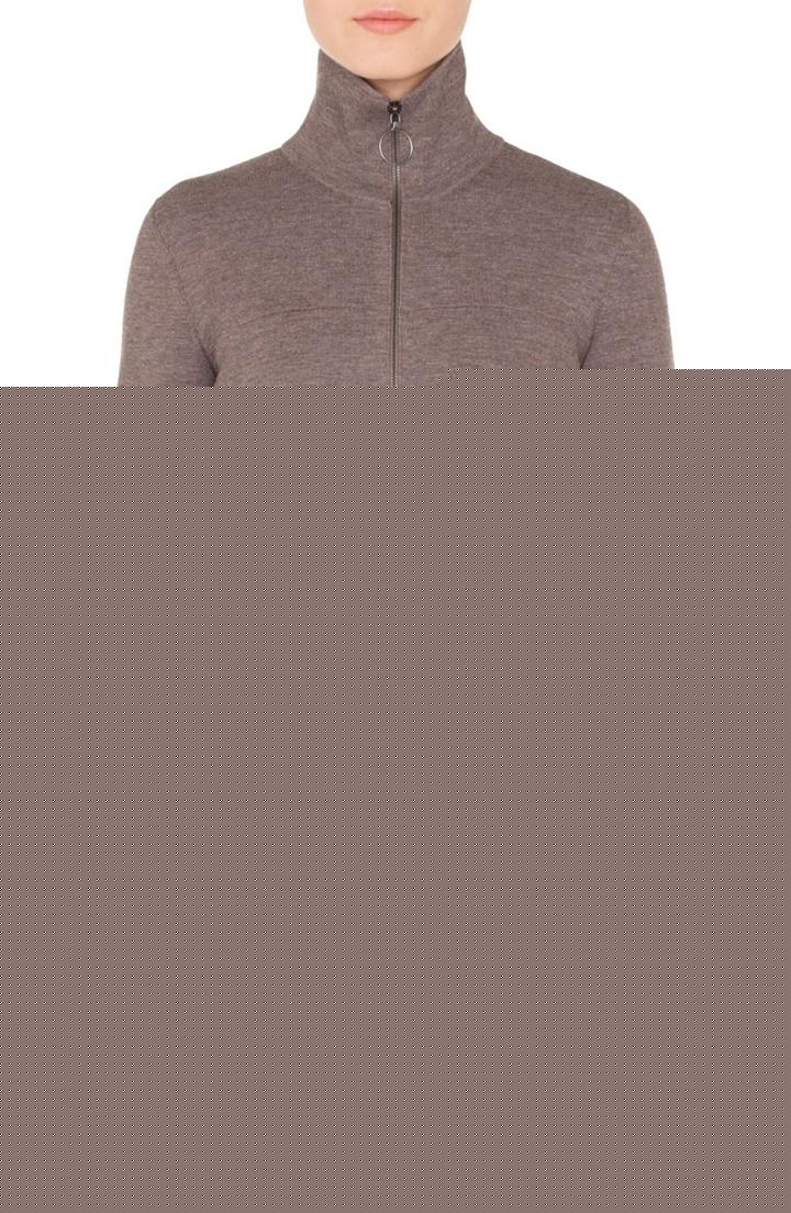 Women's Theory Cashmere Funnel Neck Sweater - Brown