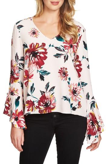Women's 1.state Print Cascade Sleeve Blouse