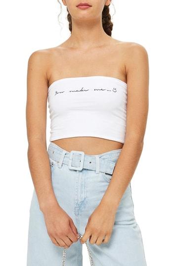 Women's Topshop You Make Me Smile Bandeau Top Us (fits Like 10-12) - White