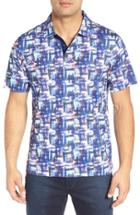 Men's Bugatchi Print Cotton Polo Shirt - Purple