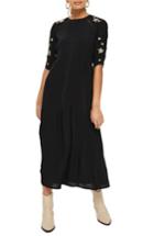 Women's Topshop Star Embroidered Midi Dress Us (fits Like 0) - Black