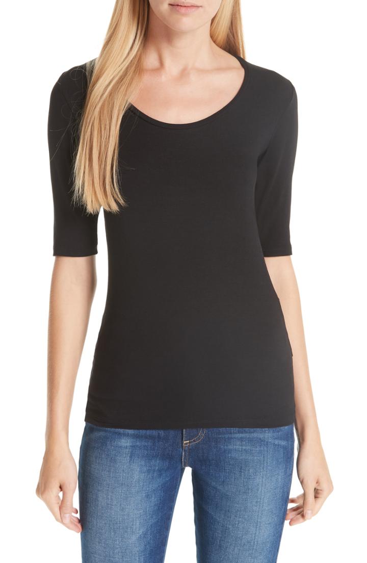 Women's Majestic Filatures Soft Touch Elbow Sleeve Tee - Black
