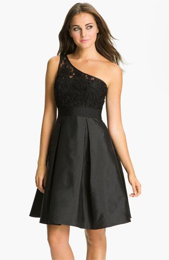 Ml Monique Lhuillier Bridesmaids One Shoulder Lace & Taffeta Dress (nordstrom
