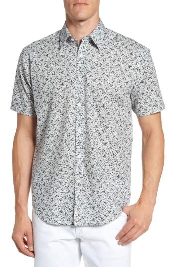 Men's James Campbell Floral Print Sport Shirt, Size - Black