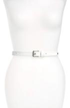 Women's Rebecca Minkoff 'gigi' Calfskin Leather Belt - Bianco / Nickel