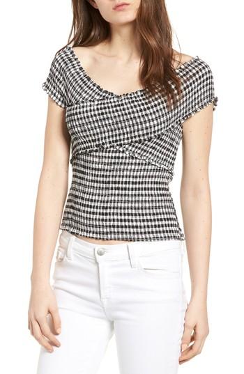 Women's Cupcakes And Cashmere Bowman Smocked Gingham Top - Black