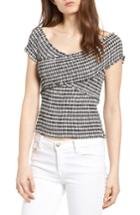 Women's Cupcakes And Cashmere Bowman Smocked Gingham Top - Black